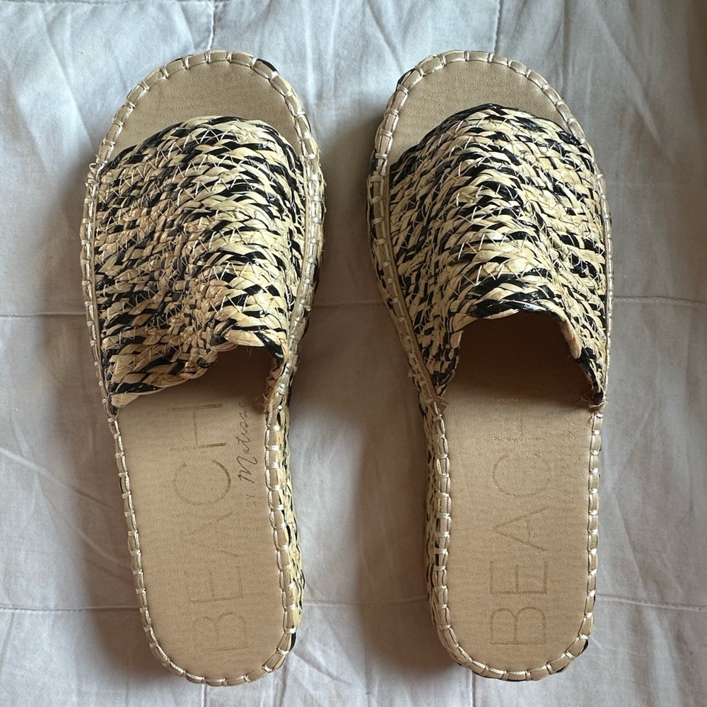 Beach by Matisse Pacific Sandal/slide in Cream & Black Size 10 - Picture 1 of 6